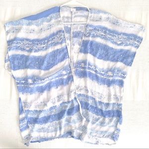 Kimono Cardigan - Light Blue & White